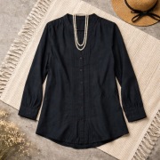 Czarna 100% bawełniana długa koszula tunika Butik M bluzka na wiosnę