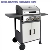 Nowoczesny grill z pokrywą gazowy z 3 palnikami żeliwnym rusztem półki