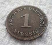 Niemcy Wilhelm I Hohenzollern 1 fenig pfennig 1875 A Berlin Prusy KM# 1