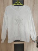 175 Biała pluszowa bluzka ze śnieżynką rozmiar S
