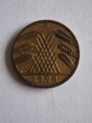 Moneta Republika Weimarska 10 Reichspfennigów 1928 G w bardzo dobrym STANIE