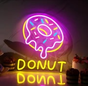 NEON DONUT SZYLD LED DONUTS PĄCZEK ŚWIETLNY LAMPKA USB NA OKNO ŚCIANĘ 