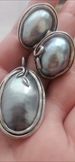 Srebro perla komplet zawieszka klipsy
