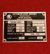 Skoda 100 L tabliczka znamionowa