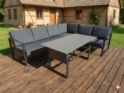 Narożnik Vonge plus stolik z regulacją wysokości.