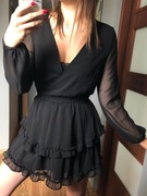 Idem ditto czarna sukienka mgiełka S falbanki