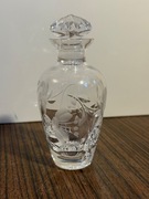 Kryształowa buteleczka karafka grawerowana kwiaty PRL vintage 13 cm 