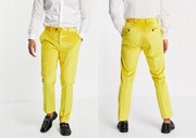 Spodnie DEVIL'S ADVOCATE żółte, aksamitne, garniturowe W38 L32