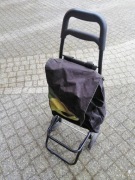 Wózek zakupowy, wózek na zakupy, z torbą.