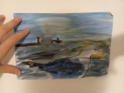 Ręcznie malowany obraz na kartce A4, wykonany farbami akrylowymi