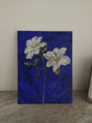 Obraz "kwiaty na granatowym tle" akryl na płótnie Sabina Cherubin 