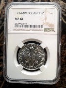 Moneta 5zł 1974 Grading NGC