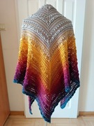 Chusta trójkątna szydełkowa ombre szara żółta fioletowa zielona