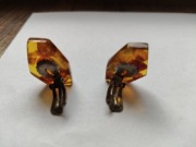 Klipsy z bursztynu vintage PRL 
