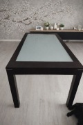 Duży stół do jadalni szkło hartowane wenge – stół salon jadalnia 6-8 osób