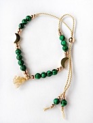 Bransoletka kamienie malachit jedwab księżyc hematyt złote dodatki chwost