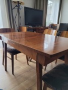 Komplet Bilea PRL/Rumunia: stół + 6 krzeseł, lata 60., do renowacji