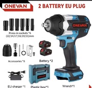 Nowy klucz udarowy Onevan 1800 1/2 walizka, nasadki, dwa akumulatory