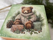 Pudełko na herbatę,  herbaciarka z misiem, skrzynka, decoupage