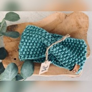 Ciepła opaska turkusowa ręcznie robiona - handmade