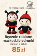 Ręcznie robione maskotki biedronki – komplet 2 sztuki | Amigurumi