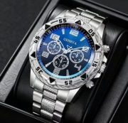 Zegarek męski GENEVA | Sportowy | Duża tarcza | Srebrny | Nowy 