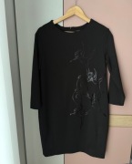 Czarna prosta sukienka, z kieszeniami, 88% wiskoza, Simple - 38