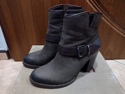 Botki brązowe, kozaki na obcasie, Lasocki, skóra naturalna, roz 38 jak NOWE