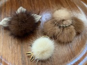 Stare Broszki z Futerkiem 3 szt. Myszka