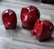 Trzy świnki, świnka skarbonka, skarbonka ceramiczna Scheurich z lat 60