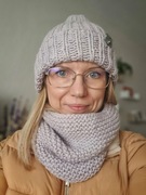 Komplet, czapka i komin z naturalnej wełny 