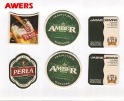 6 podstawek pod piwo: Amber, Fortuna, Perła, Tyskie