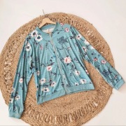 Bluza bomberka floral 48 4xl zielona kwiaty kwiatki ściągacze plus size cur