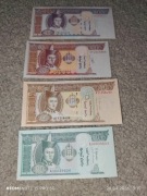 Zestaw 4 banknotów z Mongolii w stanie bankowym UNC.