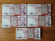 Paczka bankowa 100 złotych 1988 r. seria TR zestaw 5 sztuk.