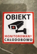 Naklejka ostrzegawcza 10x10cm Obiekt Monitorowany, ochrona monitoring, 2szt