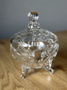 Kryształ PRL – misa z pokrywą – cukiernica / bomboniera vintage, retro