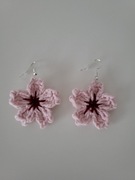 Kolczyki na szydełku kwiaty wiśni 