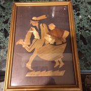 Obrazek słomkowy z lat 60-ych inspirowany taniec wg Z Stryjeńskiej.