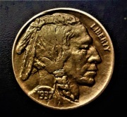 5  CENTS -BUFFAL0--1937-D--.USA. -UNC-- PODWOJENIA