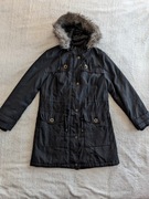 Czarna długa kurtka termiczna kapturem Per Una Stormwear 38 jak nowa