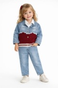 Stylowy jeansowy komplet dziewczęcy 3 w 1| 2-3 lata (92-98 cm)