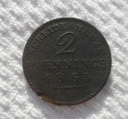 Prusy Król Wilhelm I Hohenzollern 2 fenigi pfenninge 1863 A Berlin KM# 481