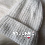 biała czapka nowa 50% Angora ciepła zimowa uniwersalna