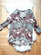 TOP SECRET biała kremowa bluzka koszula we wzory w kwiaty boho folk