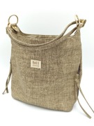 Torebka Hobo MISHIN Oliwkowa – Eko-skóra Faktura Lnu | Złoto