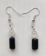 Eleganckie kolczyki z turmalinem i kryształem górskim – srebro – handmade