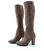 Damskie brązowe zamszowe kozaki zimowe 