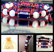 BRANSOLETKA KAMIEŃ LAPIS LAZULI KWARC SZER 18 cm MĘSKA STAL PUDEŁKO 