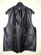 Skórzana, męska, czarna kamizelka, bezrękawnik - OKAZJA!!! rozm. XL (43-44)